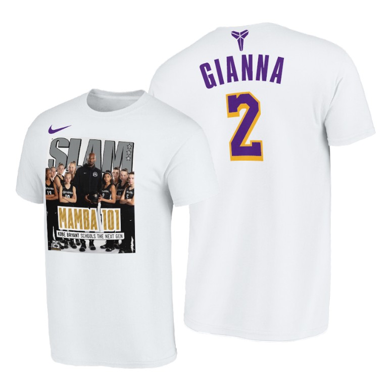 Men's Los Angeles Lakers Gianna Bryant #2 NBA Mamba Week White Basketball T-Shirt BYT0283HC